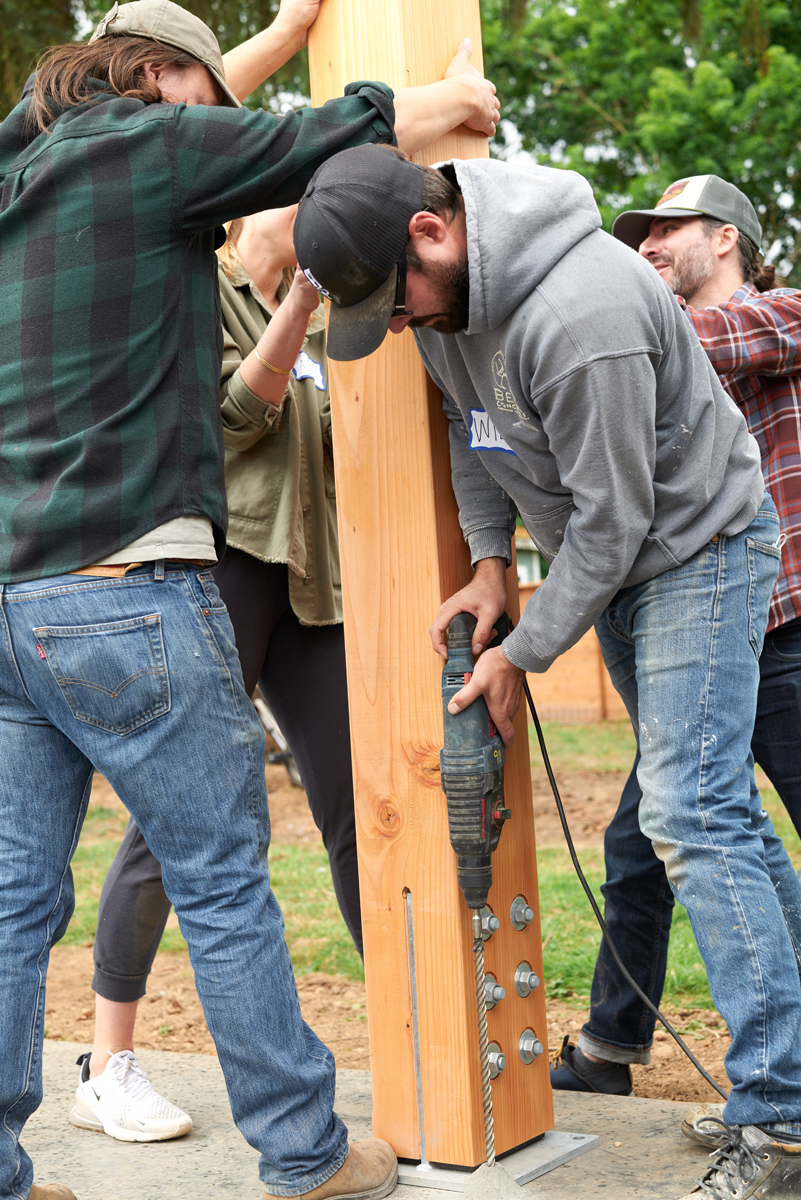 Timber Frame Pavilion Portland Oregon—Community Raising—New Energy Works