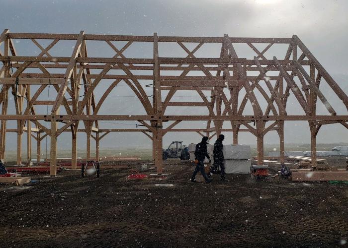 New Energy Works Timber Frame Horse Barn at Wild Horse Ranch