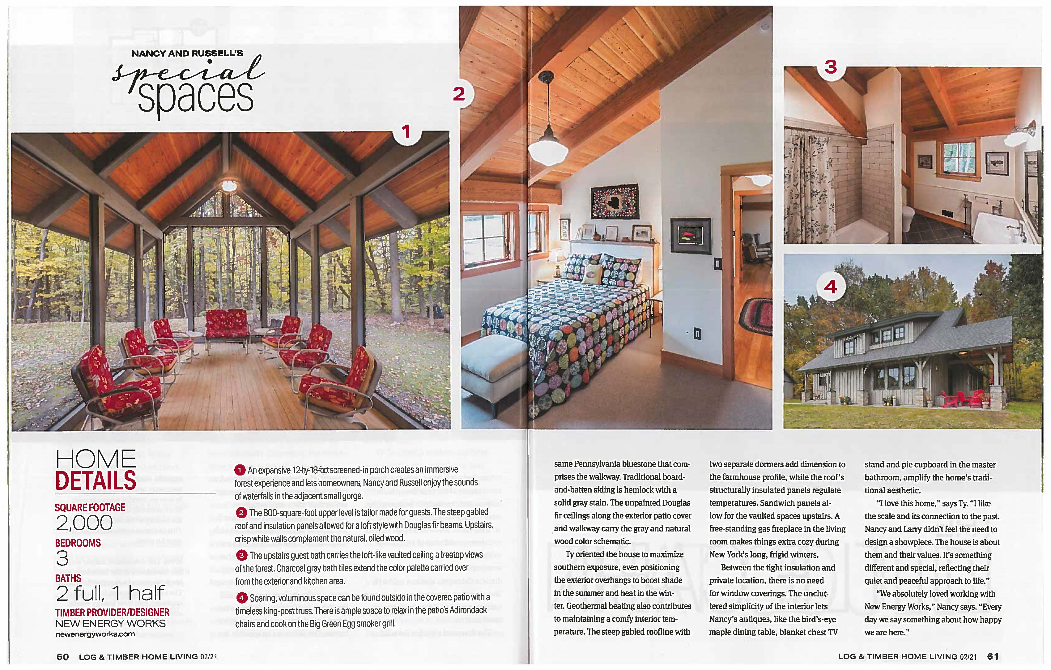 Click here for a PDF download of “Finding the Sweet Spot", Log & Timber Living Jan/Feb 2021