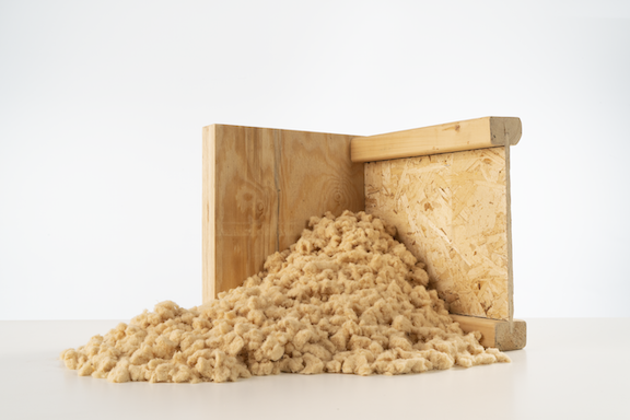 TimberFill, a loose fill insulation, can be blown in or dense packed for high performing, affordable, safe, and carbon negative coverage in attics, wall cavities, floors, and ceilings. 